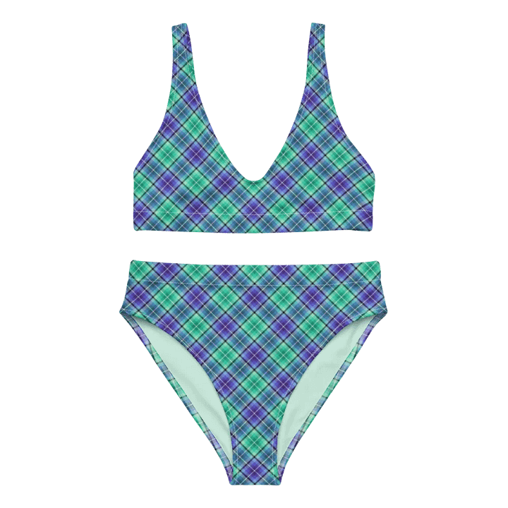Bright Green and Purple Plaid Bikini product image (2)