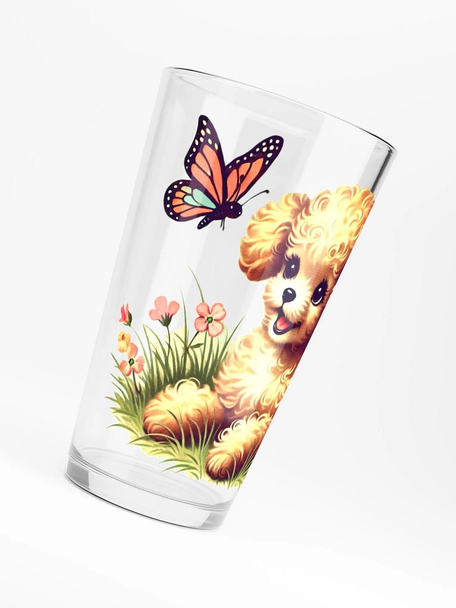 Adorable Puppy Butterfly Playtime 16 oz Glass product image (6)