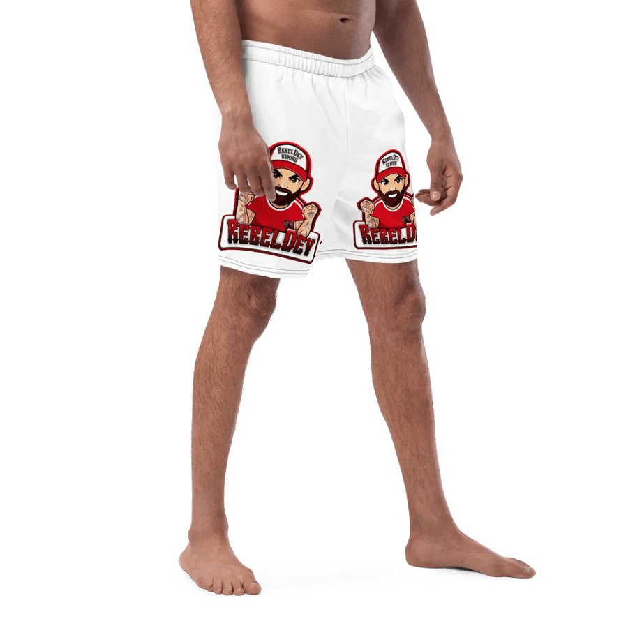 RebelDev white swim trunks product image (8)
