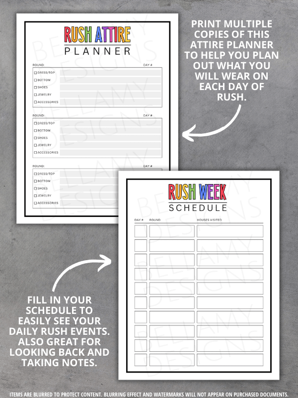 Sorority Rush Week Survival Kit, Sorority Recruitment Planner product image (4)