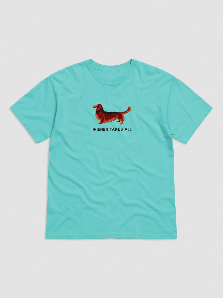 Wiener Takes All T-Shirt(Embroidered) of a Longhaired Dachshund(Red) product image (25)