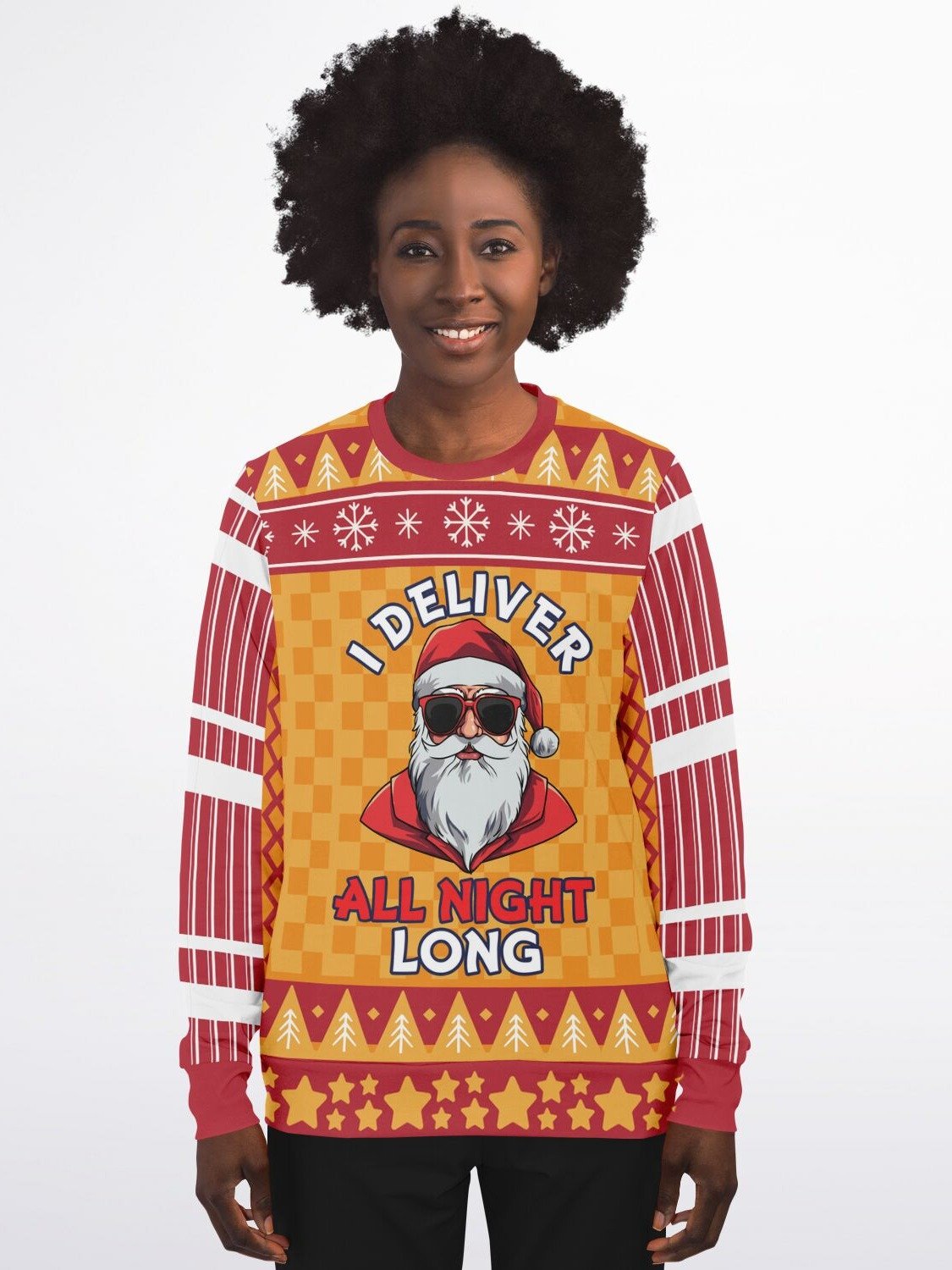 "I Deliver All Night Long" Humorous Santa Christmas Sweatshirt | Funny Holiday Party Sweater | Festive Winter Outfit product image (5)