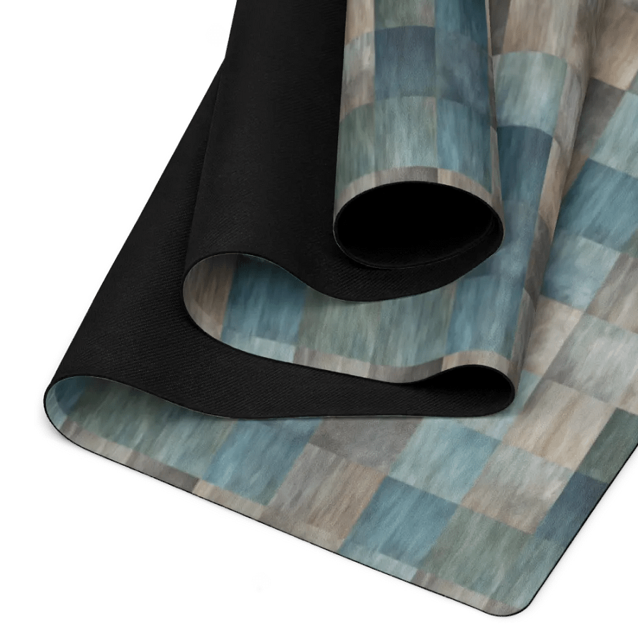 Yoga Mat with Painted Blue, Green and Brown Checked Pattern product image (4)