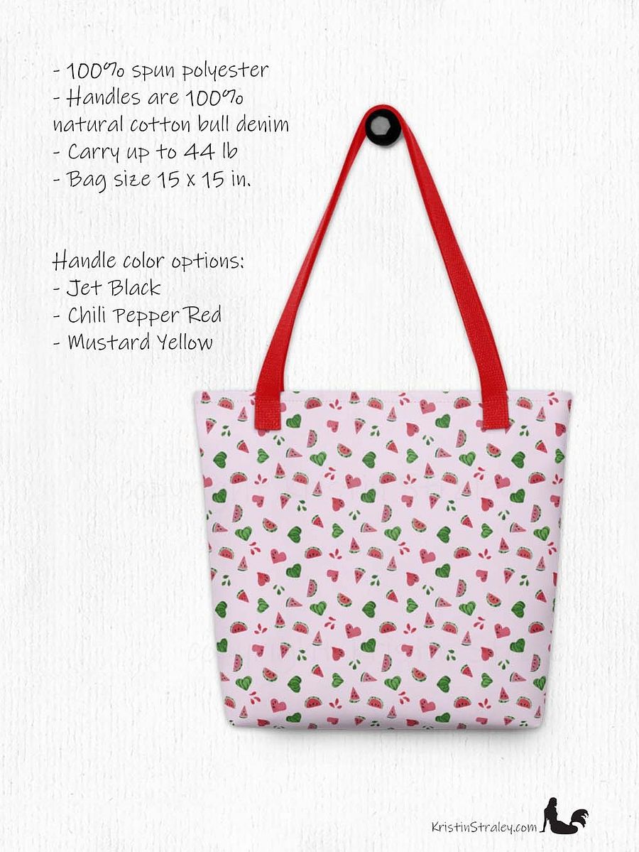 Tossed Watermelons and Hearts on Pink Reusable Tote Bag product image (2)