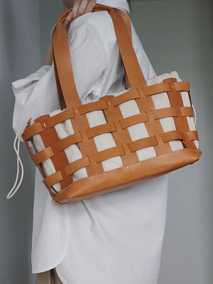 Vegetable Tanned Leather Caged Tote Bag - Large product image (2)