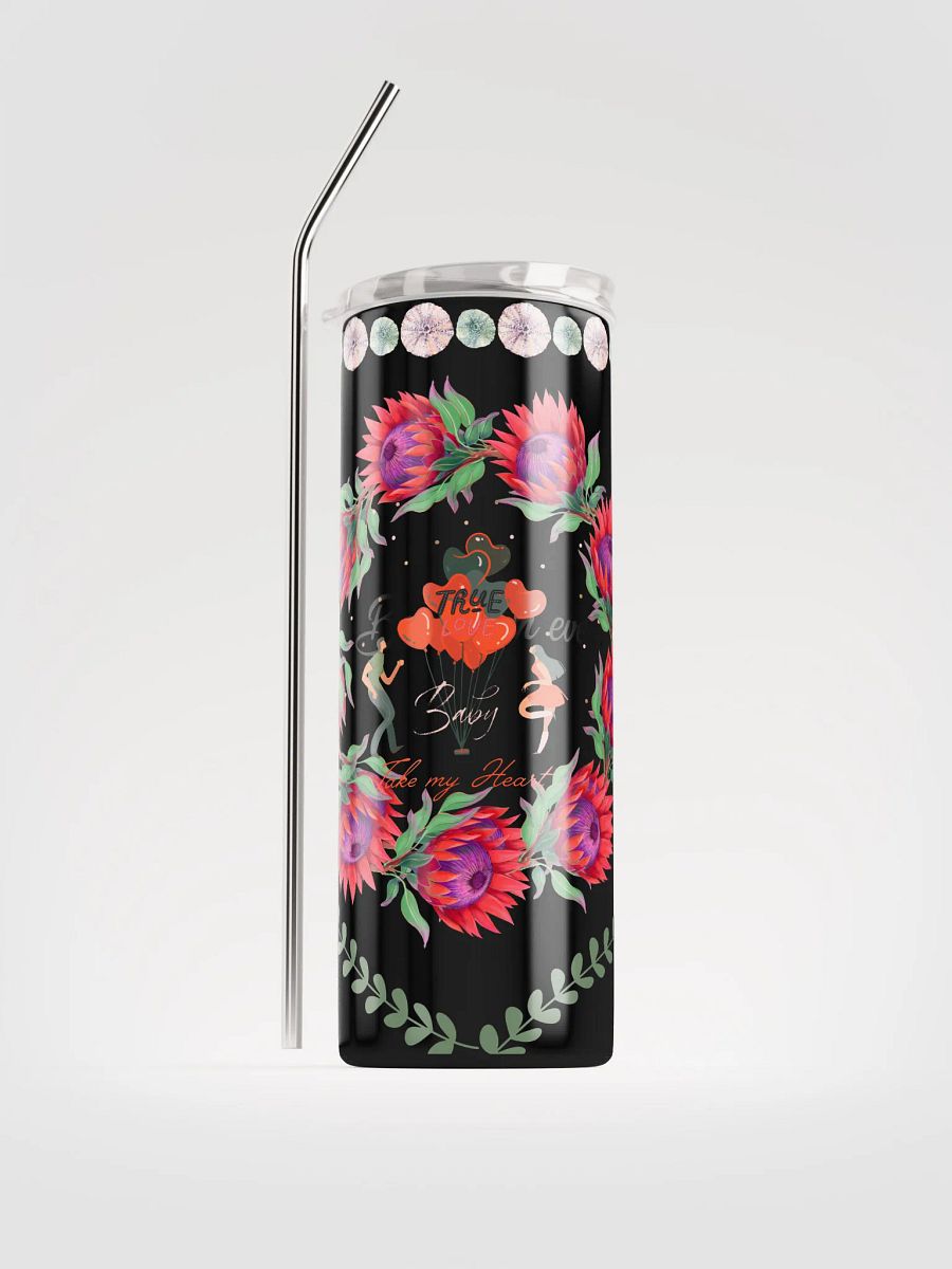 20 oz Stainless Steel Tumbler with reusable Straw, leak proof cup lid, True love Tumbler for women, mug, portable Bottled Water Bottle. product image (1)