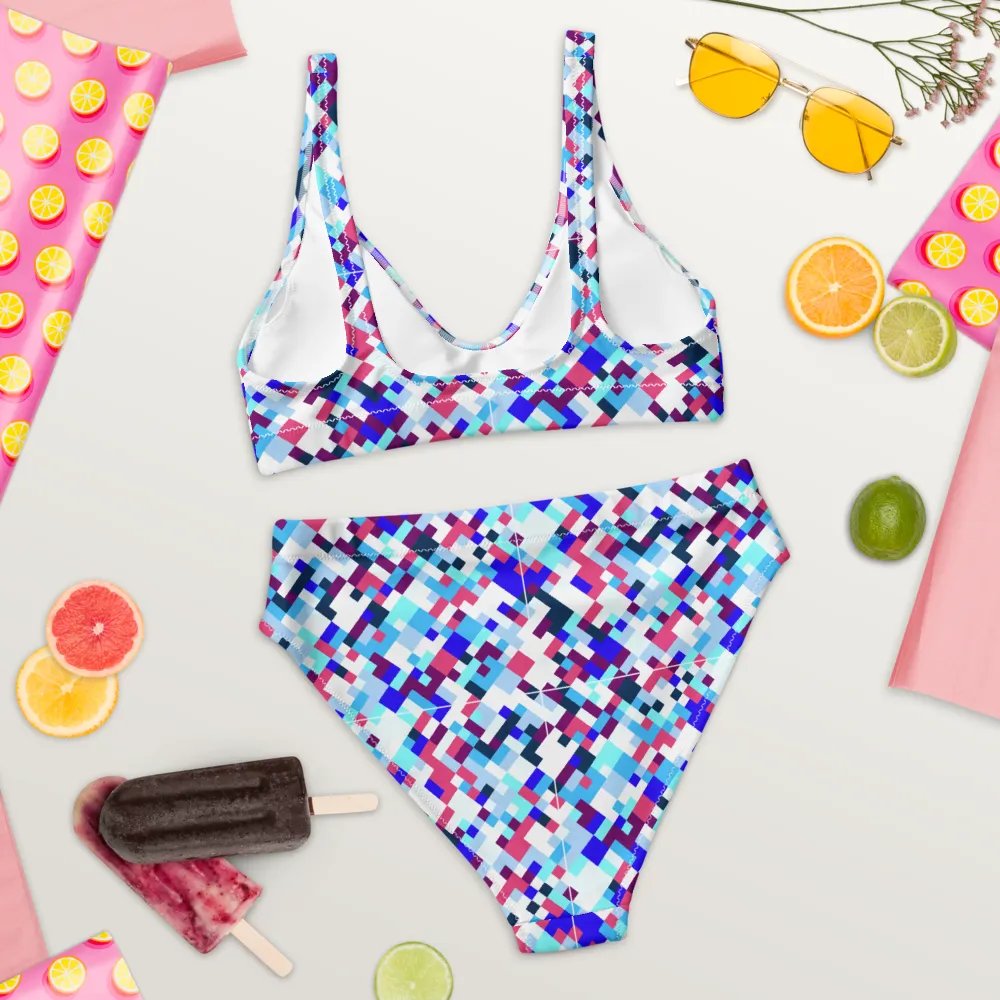 Colorful Mosaic Pattern Design High Waisted Bikini - v1 product image (8)