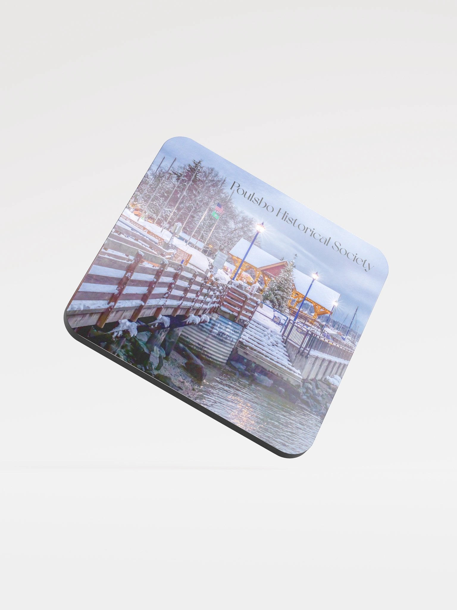 Poulsbo Waterfront Winter Cork Coaster product image (1)