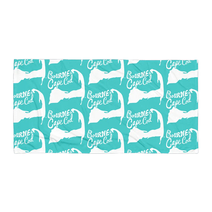 BOURNE to Cape Cod™ | Coastal Classic Beach Towel | All-Over Logo Print | Vibrant Colors for Salty Souls | White Logo on Dark Turquoise product image (1)