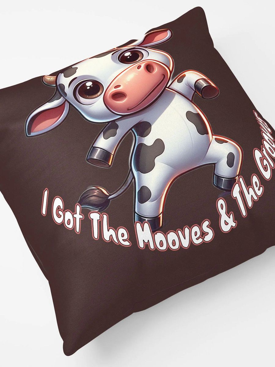 Adorable Dancing Cow Pillow - 'I Got The Mooves & The Grooves' Cute Cartoon Design product image (5)