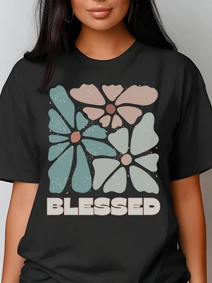 Blessed Abstract Boho Floral Graphic Tee, Cute Comfort Colors T-Shirt Gift For Women product image (1)