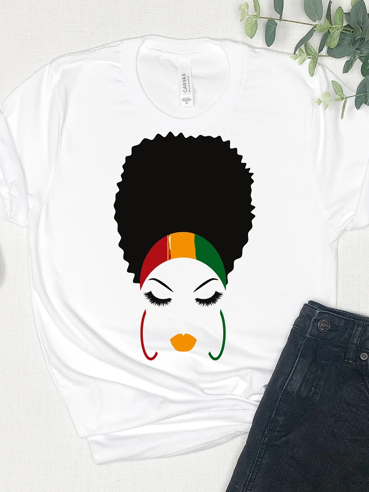 Afro Beauty: Bella Canvas White Tee with Afro Beauty Face Design product image (1)