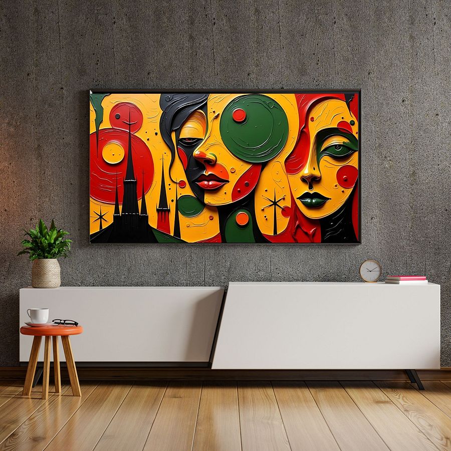 Church Folk TV Frame Art/Wallpaper Juneteenth Picture Abstract Black Woman Wall Art | Digital Download | Textured Afrocentric Printable Poster for Modern Home Decor for Black History Art product image (5)