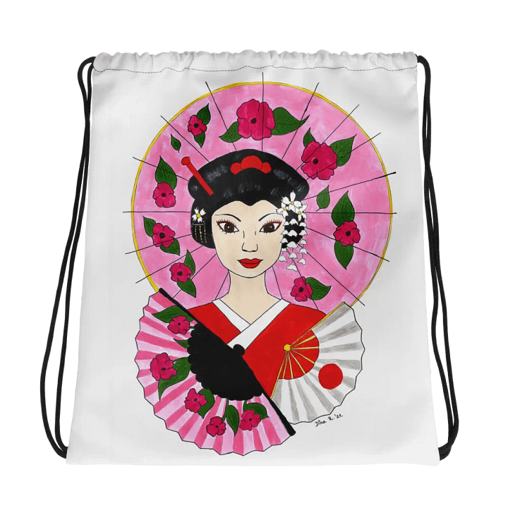 Japanese Geisha (art by Dina R.) acrylic painting picture - Drawstring Bag product image (1)