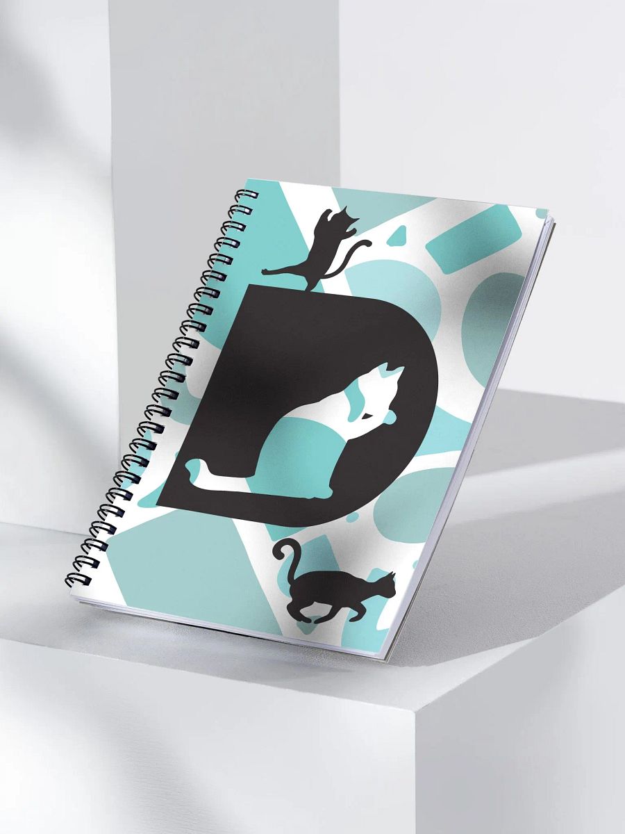 Monogram Letter D Cat Lover Geometric Blues Notebook product image (4)