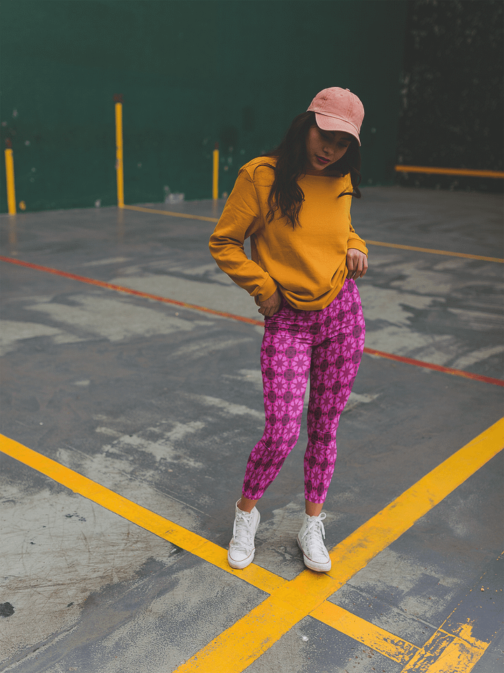 Abstract Raspberry Shapes Repeating Pattern Ladies Leggings product image (1)