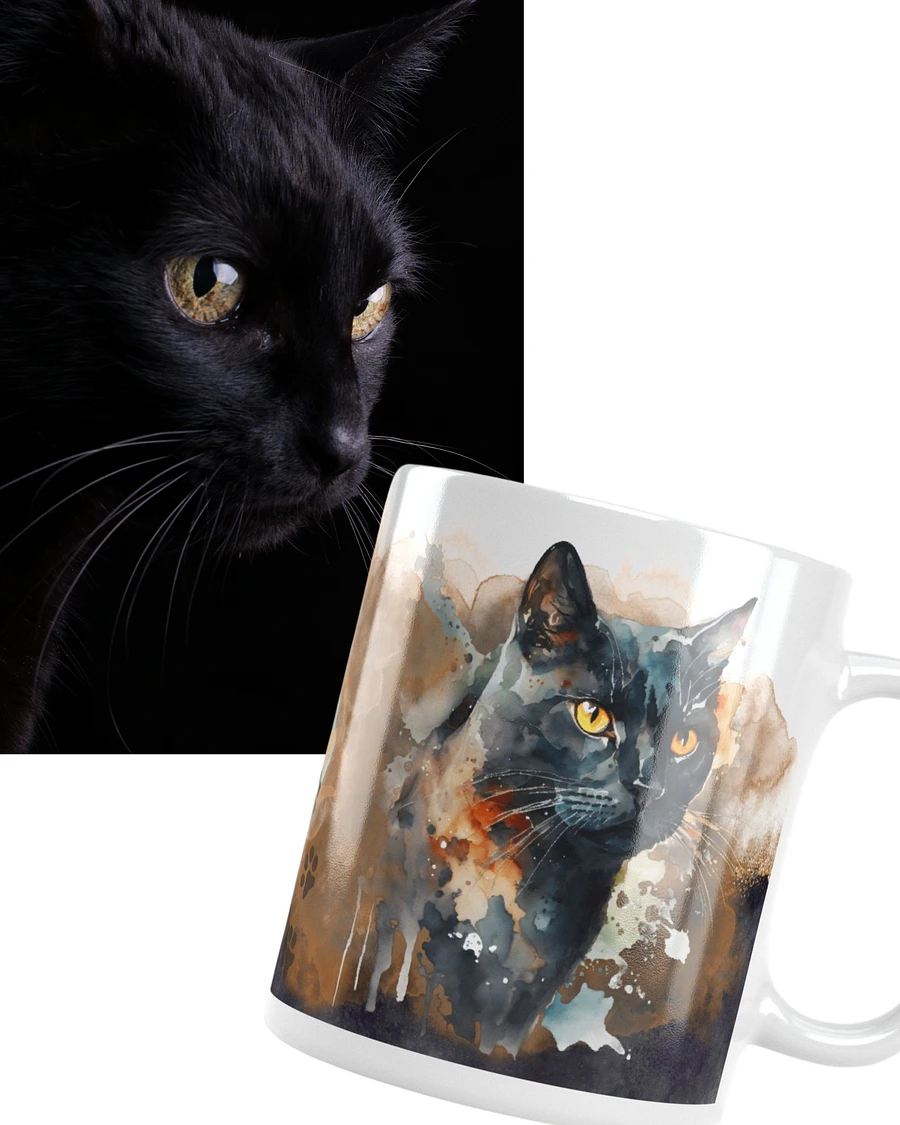 Staring Black Cat Watercolor Style Mug product image (1)