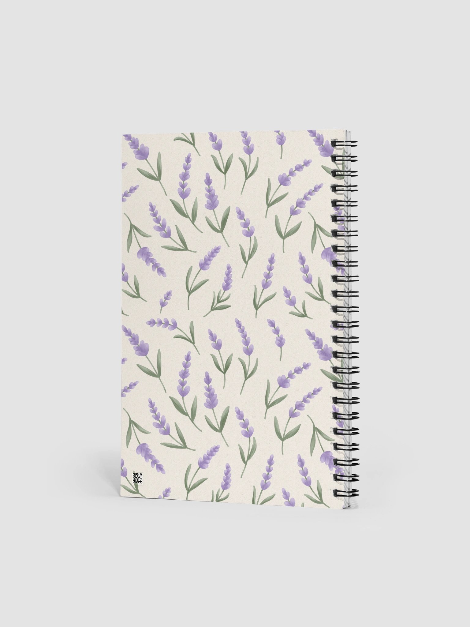 Spiral notebook with lavender pattern. Illustrated floral journal product image (2)