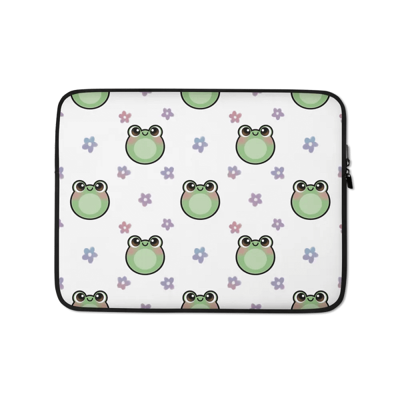 Froggy Pattern Laptop Sleeve (White Background)