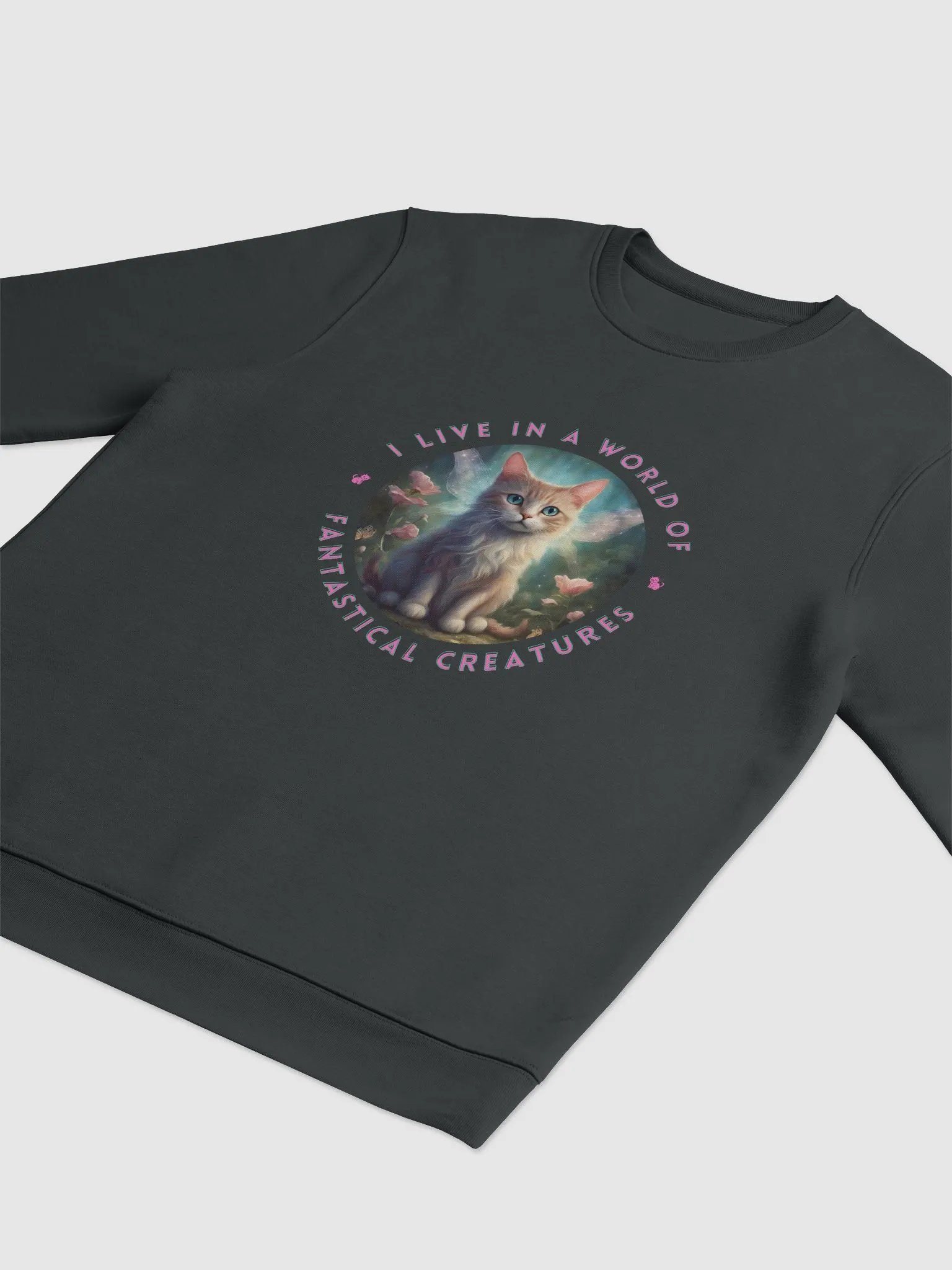 I Live in a World of Fantastical Creatures Kitten Unisex Sweatshirt product image (9)