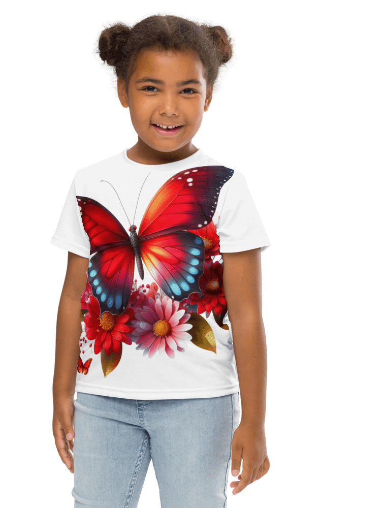 Vibrant Butterfly Paradise Red Unisex Tee product image (4)