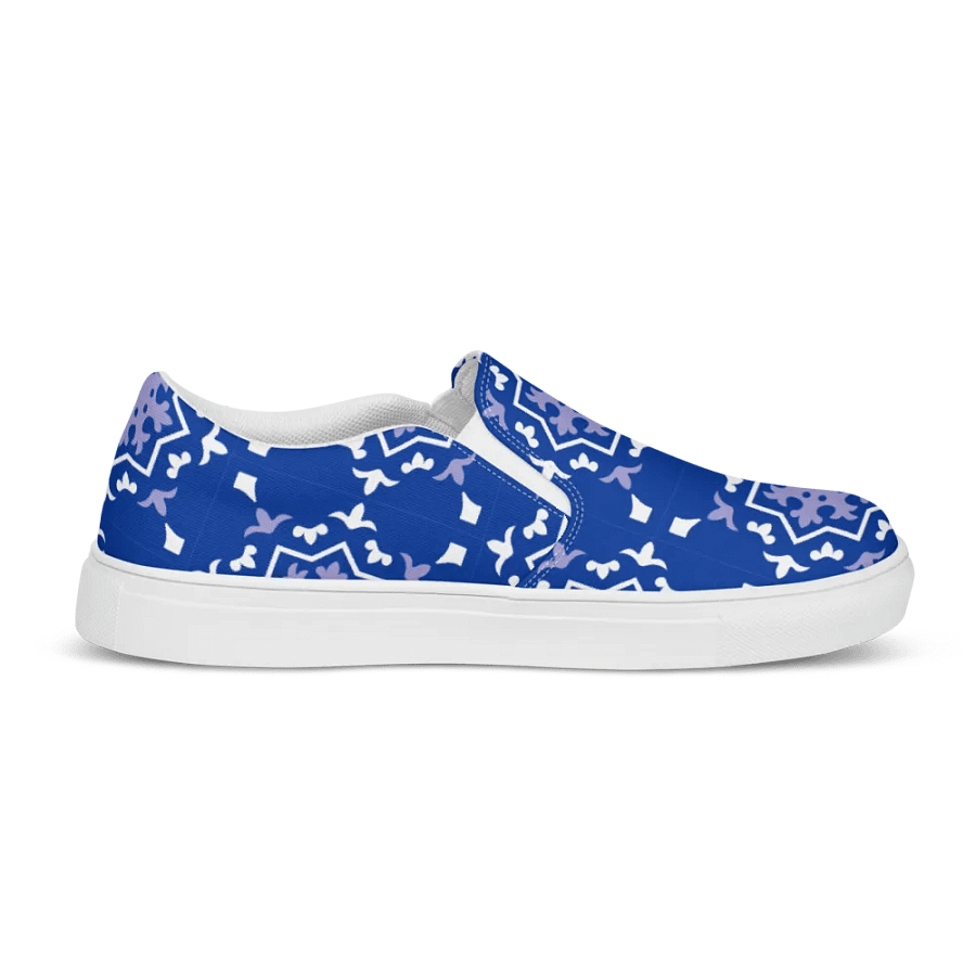 Blue Tile Canvas Slip-Ons for Women product image (7)