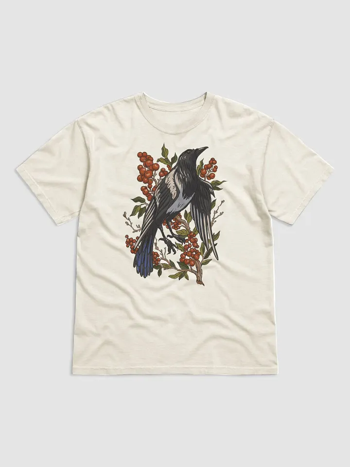 Goblincore and Cottagecore Shirts for Bird Lovers | Magpie on a Cranberry Plant Botanicals T-Shirt product image (11)