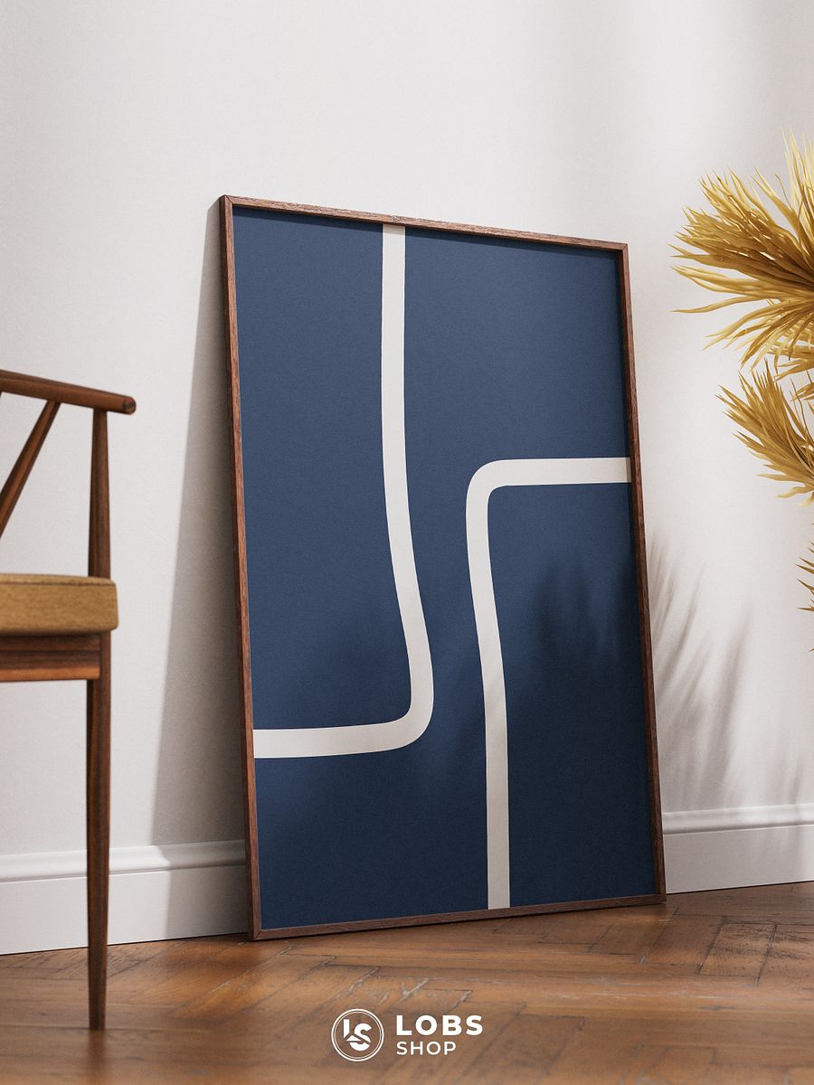 Modern Professionalism Minimalist Lines Printable Wall Art Poster (Navy Blue) product image (6)