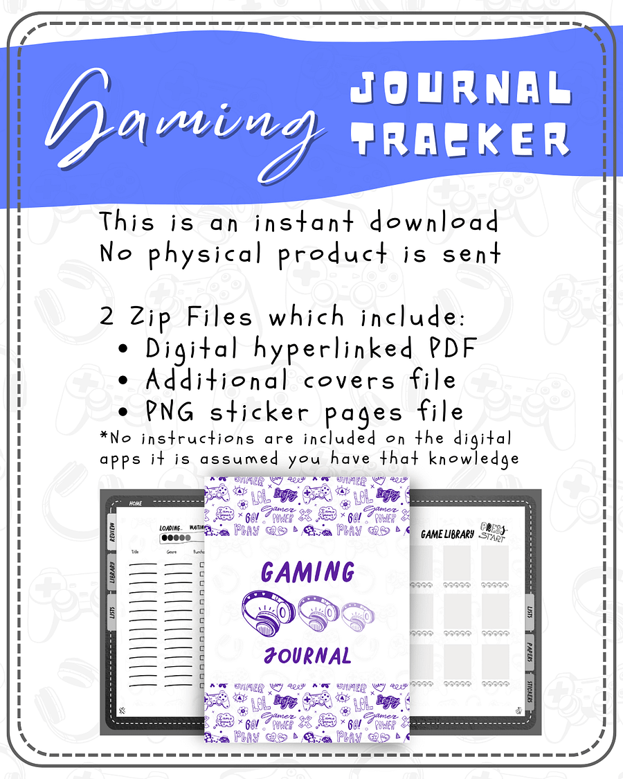 Gaming Journal Gaming Tracker Digital Version - Goodnotes Notability Noteshelf Compatible product image (5)