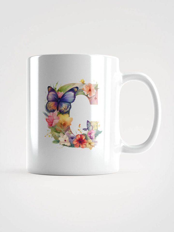Letter C Monogram Floral Fantasy White Glossy Mug product image (1)
