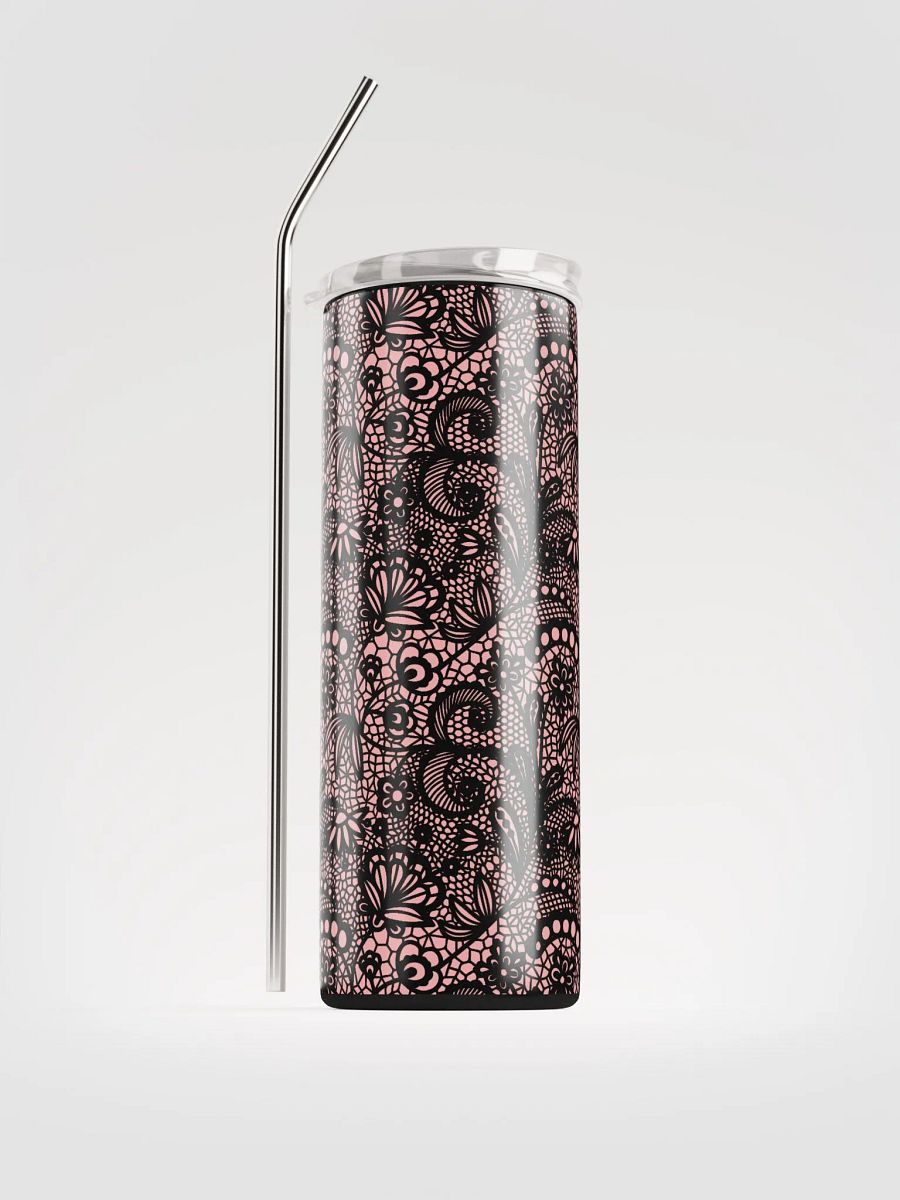 Charming Pink & Black Lace Stainless Steel Tumbler | Eco-Friendly Design product image (1)