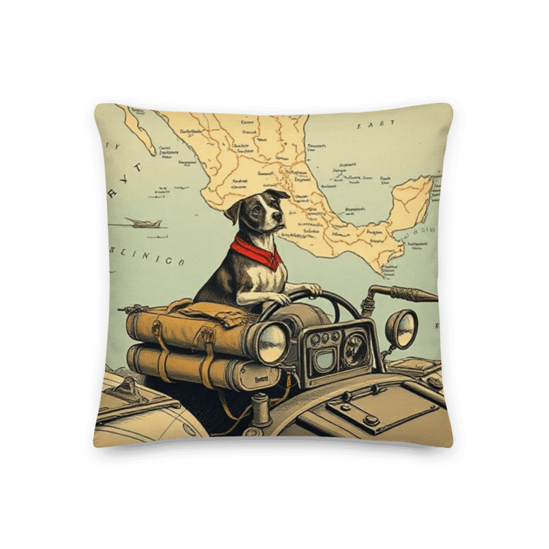 Rebel Co-Pilot Mexico Map Throw Pillow | Retro Dog Travel Decor | Square & Lumbar Cushion product image (9)