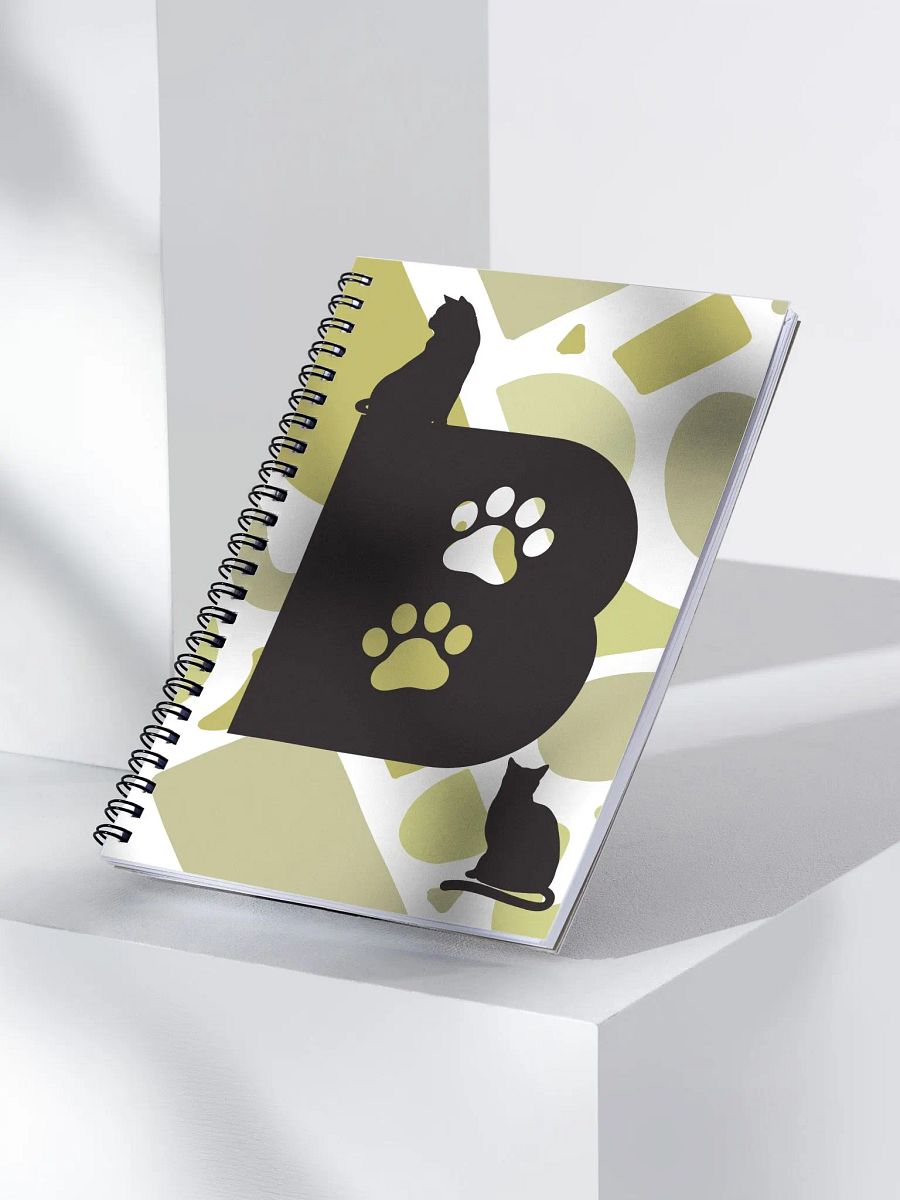 Monogram Letter B Cat Lover Geometric Greens Notebook product image (3)