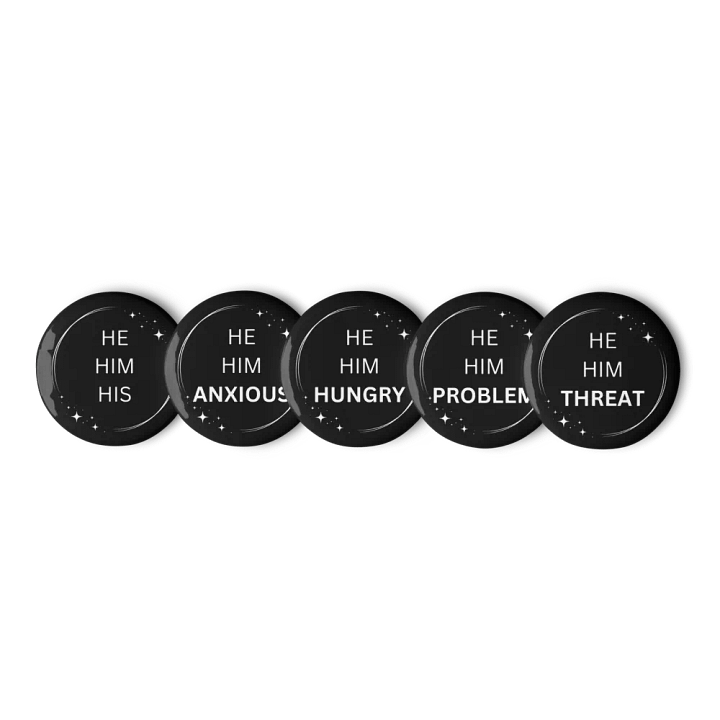 He/Him Pronoun Pins - White on Black product image (2)