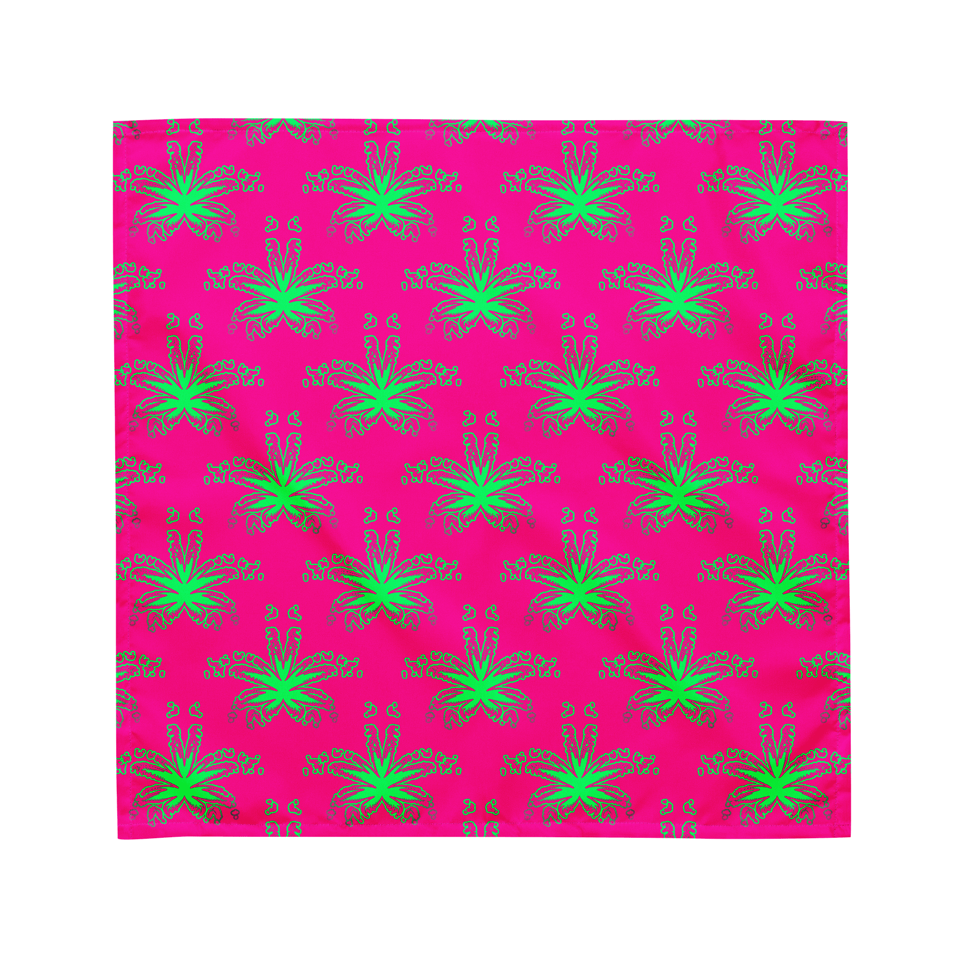 Stoner Summertime Cannabis Bandana, Hot Pink Mint Green Ganja Art, Pot Leaf Pattern Neon Rave 420 Fashion, Weird Weed Leaves Accessory product image (1)