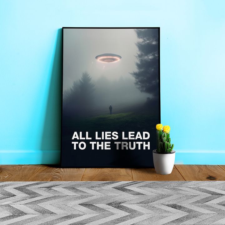 All Lies Lead to the Truth/The X-Files poster, S05E01 1997 — sci-fi poster, movie art, I want to believe poster, space print, aliens wall decor product image (1)
