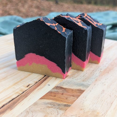 Very limited quantities of Volcano Charcoal Soap coming Wednesday! 🌋🍓🍊 There are only four bars available because I make this...