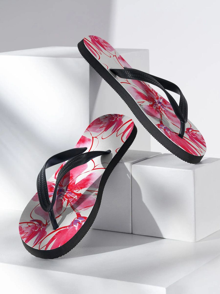 Red Floral Flip Flops product image (3)