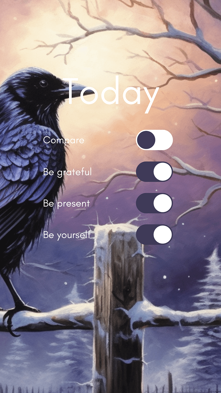 1 SELF-CARE PHONE WALLPAPER: Black Bird with Purple-Blue-Yellow Background product image (1)