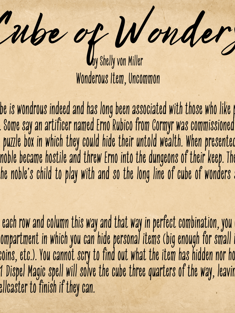 Cube of Wonders (Homebrewed Magical Item) product image (1)