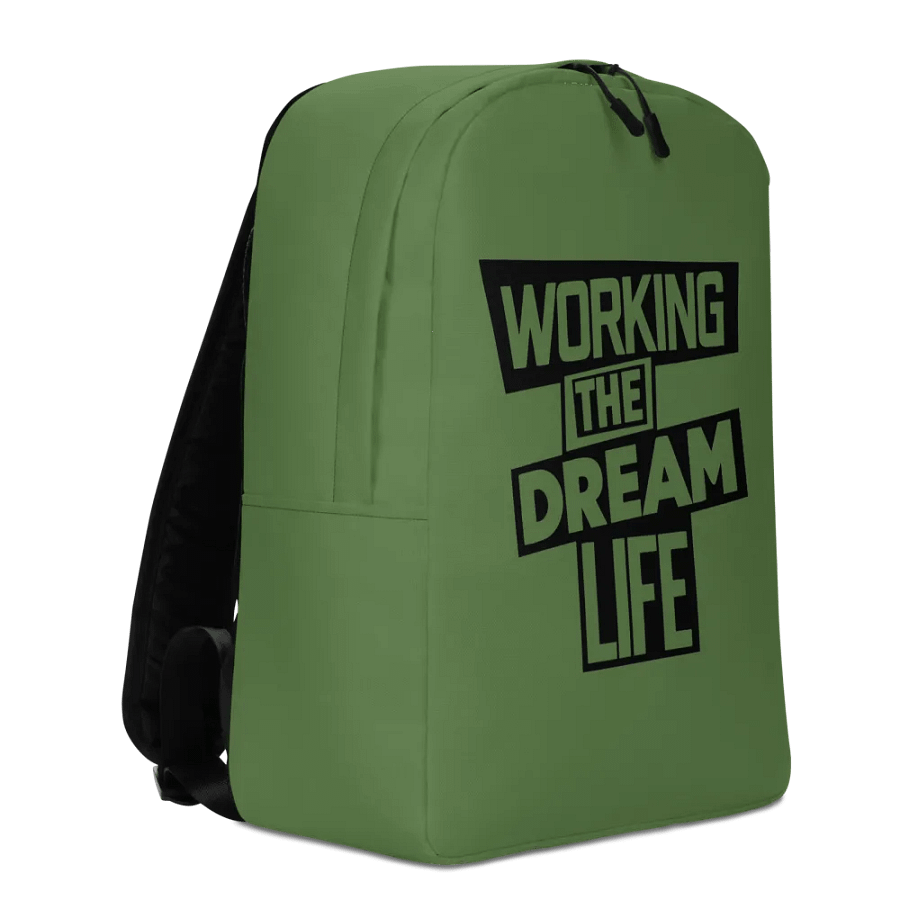 Work the Dream Life – Green Minimalist All-Over Print Backpack for Work, Travel & Everyday Use product image (3)