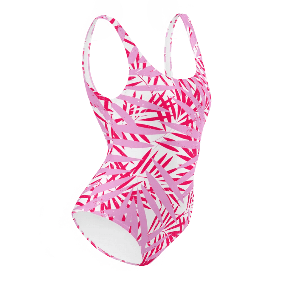 Ladies full swimsuit in lovely tropical Pink palm leaves design. Fresh and trendy. product image (12)