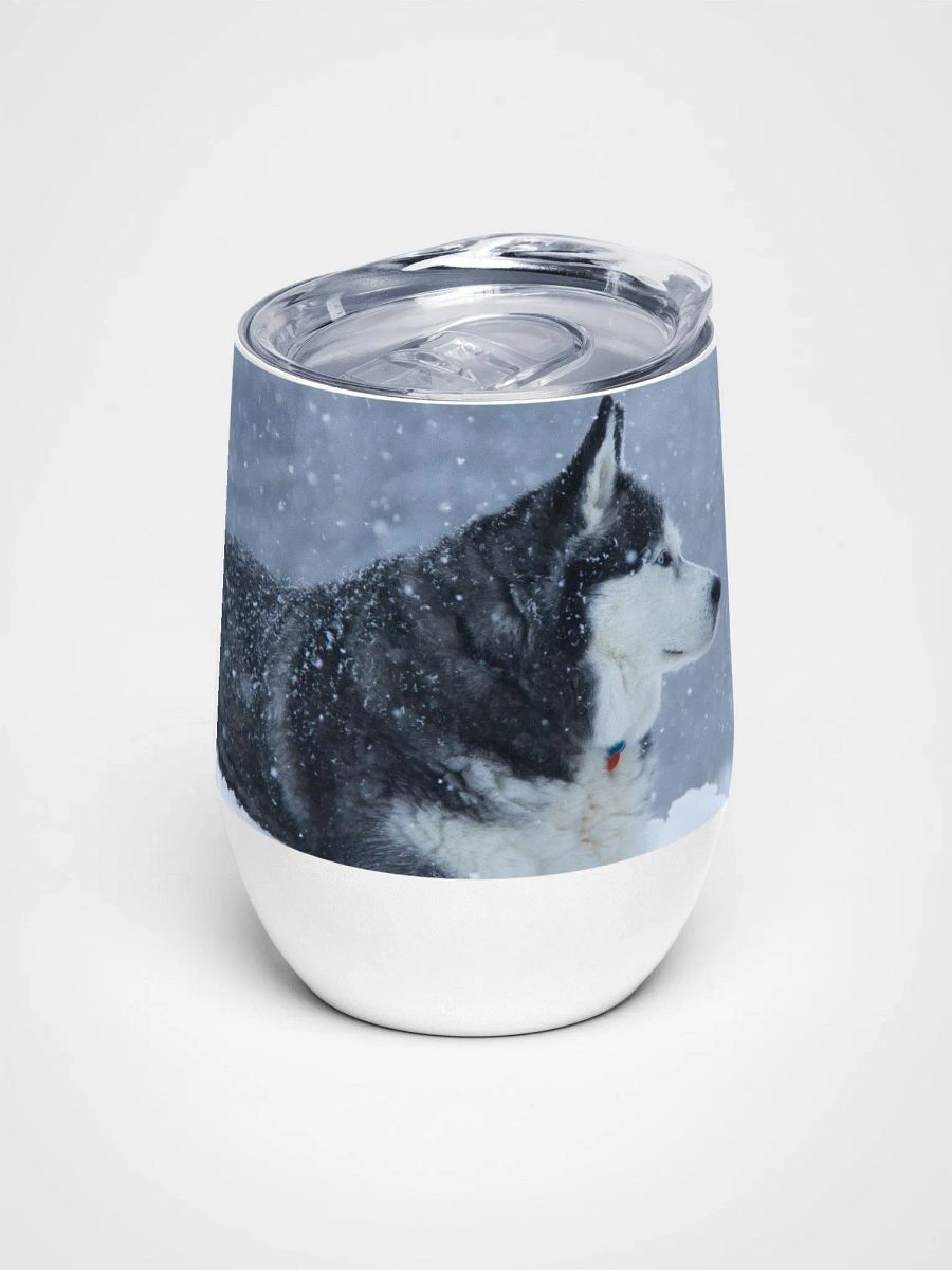 Blue Eye Siberian Husky in the Snow - Wine Tumbler product image (2)