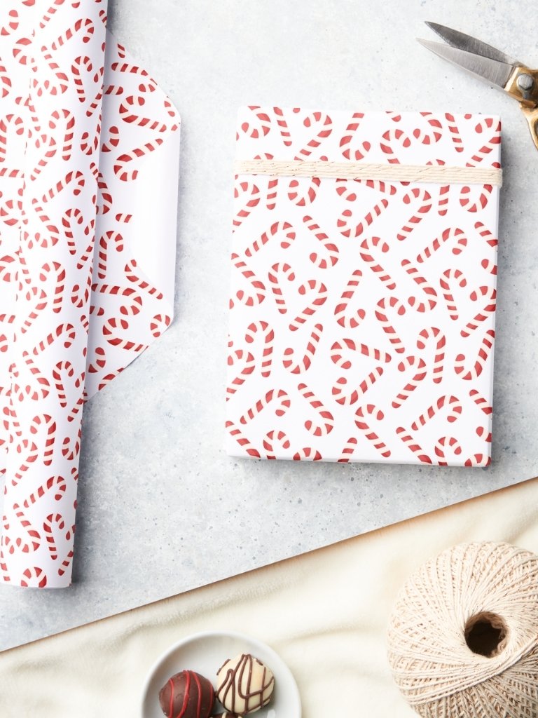 Vintage Candy Canes Christmas Gift Wrapping Paper product image (3)