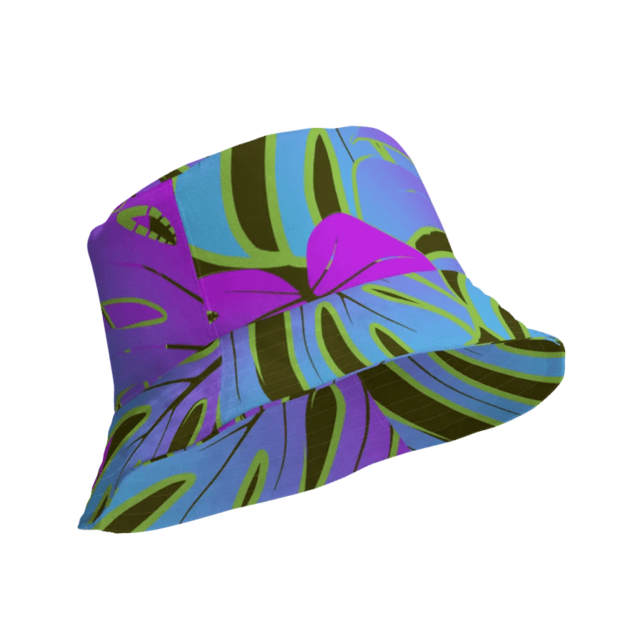 Dark Mode Neon Monstera Madness Reversible Bucket Hat product image (10)