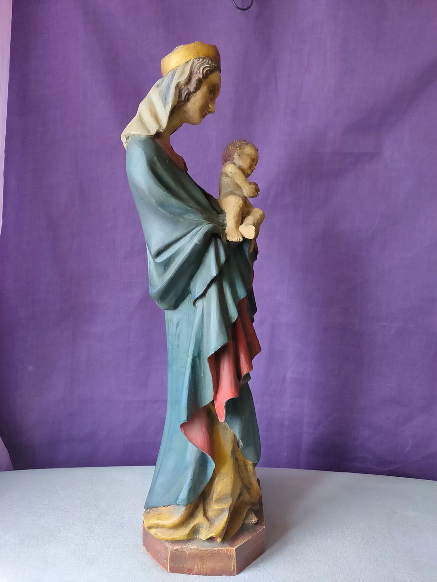 Estátua de Nossa Senhora com Menino Jesus - Arte Sacra Exclusiva do Século XVIII product image (4)