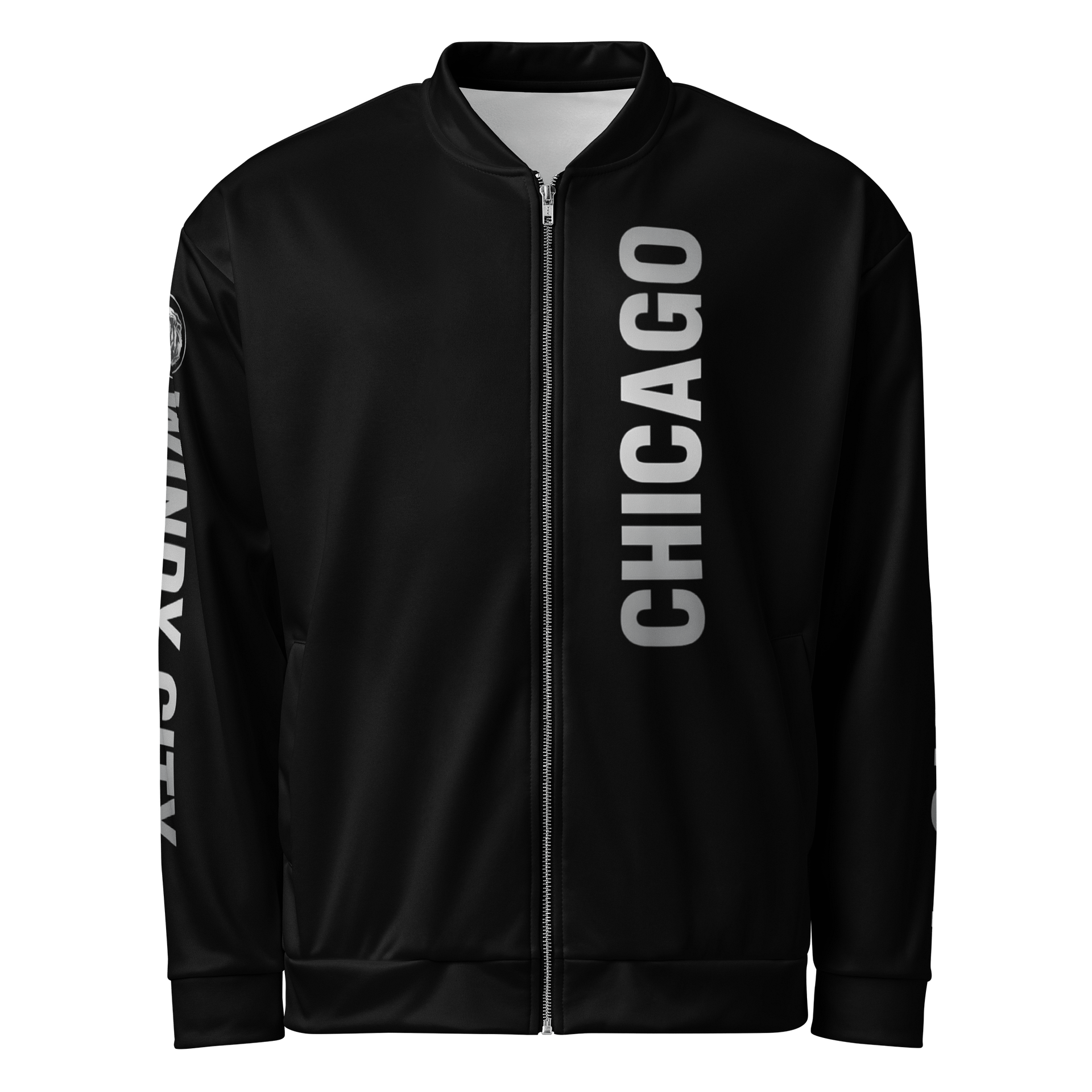 Grizzly Mode™ White Bomber Jacket with Black Trim | Chicago Bears | NFL Home Locker product image (1)