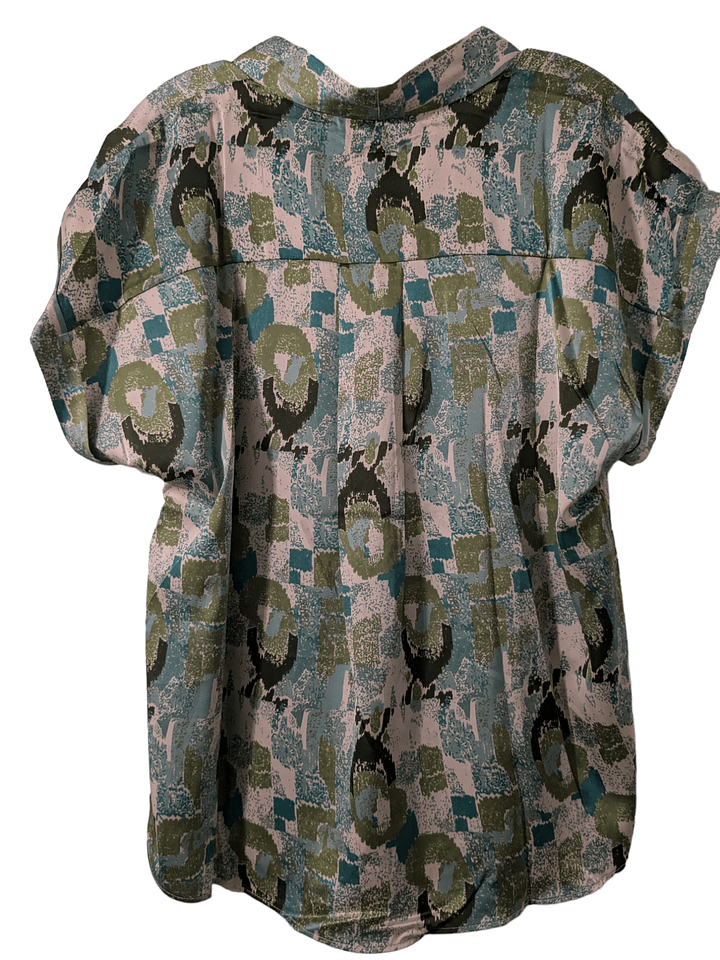 XL Teal and Olive V Neck Collared Short-Sleeve Tee product image (2)