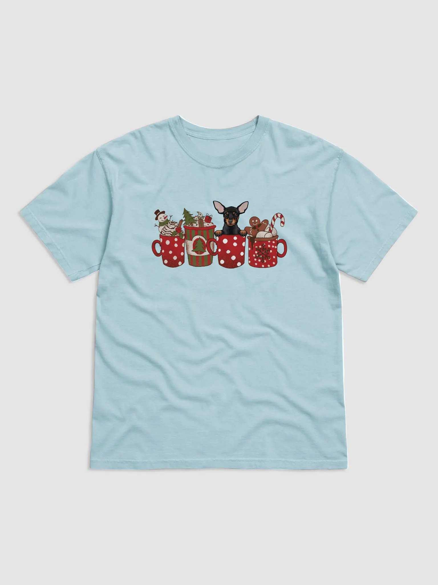Cute Chihuahua(Black & Tan) in a Christmas Cup T-Shirt | Funny Christmas Pup in a Cup product image (9)