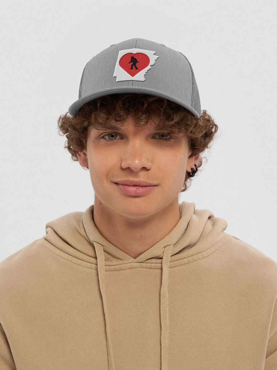 I love Arkansas and Bigfoot Richardson snapback Trucker Hat product image (5)